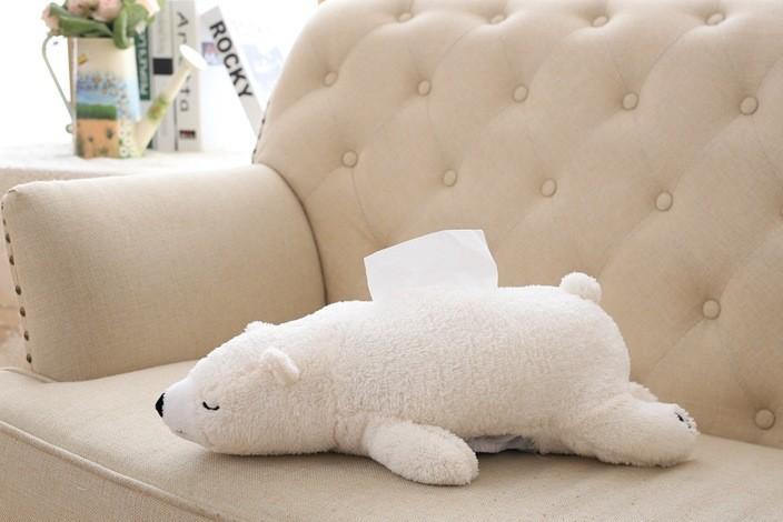 厂家直销北极熊纸巾抽家居用品 车载两用北极熊毛绒玩具可定制